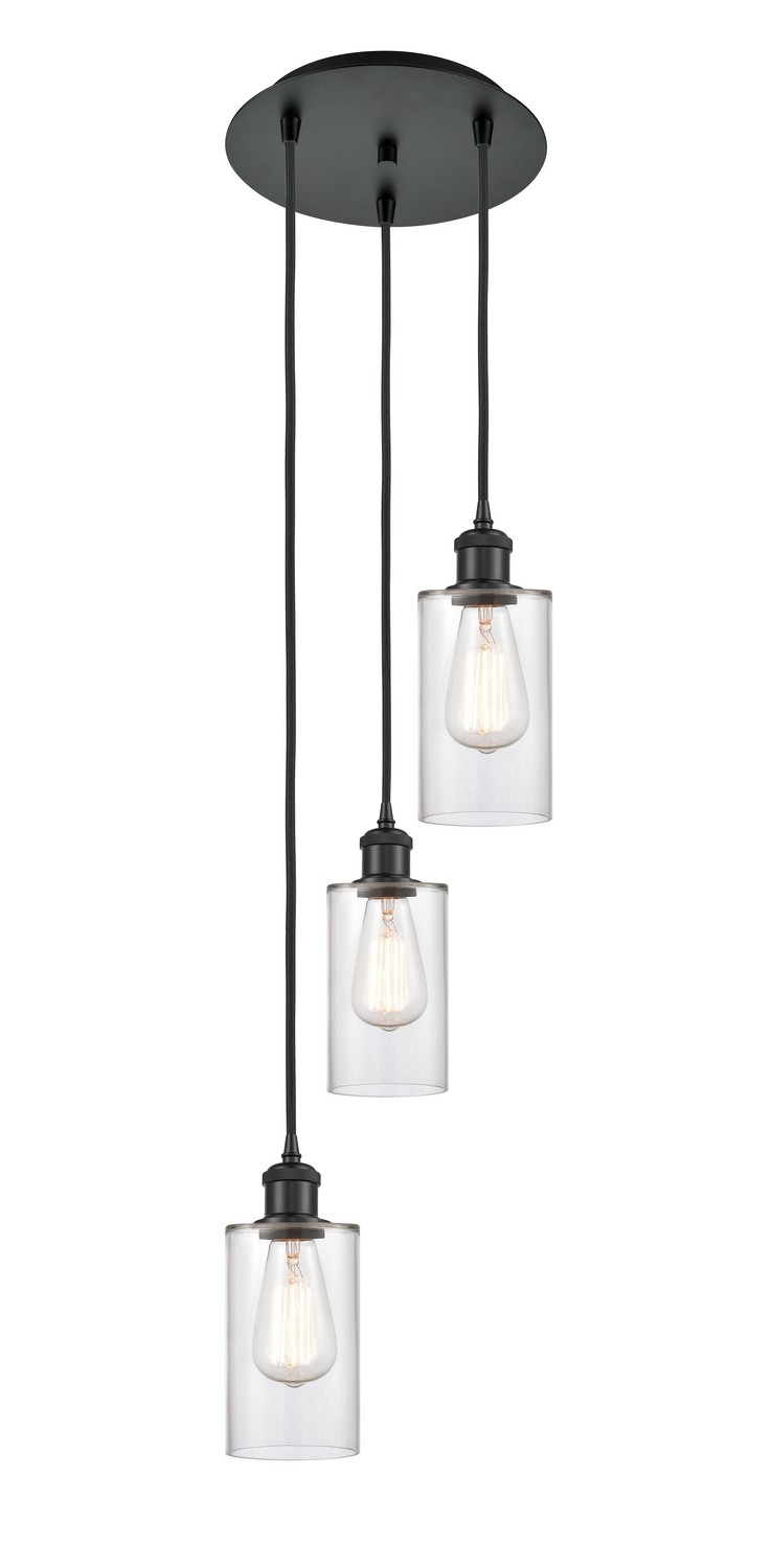 Three Light Pendant by Innovations - Ballston Collection, Matte Black Finish - 113B-3P-BK-G802