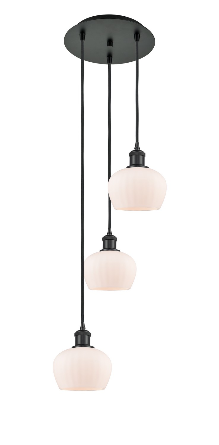 Three Light Pendant by Innovations - Ballston Collection, Matte Black Finish - 113B-3P-BK-G91
