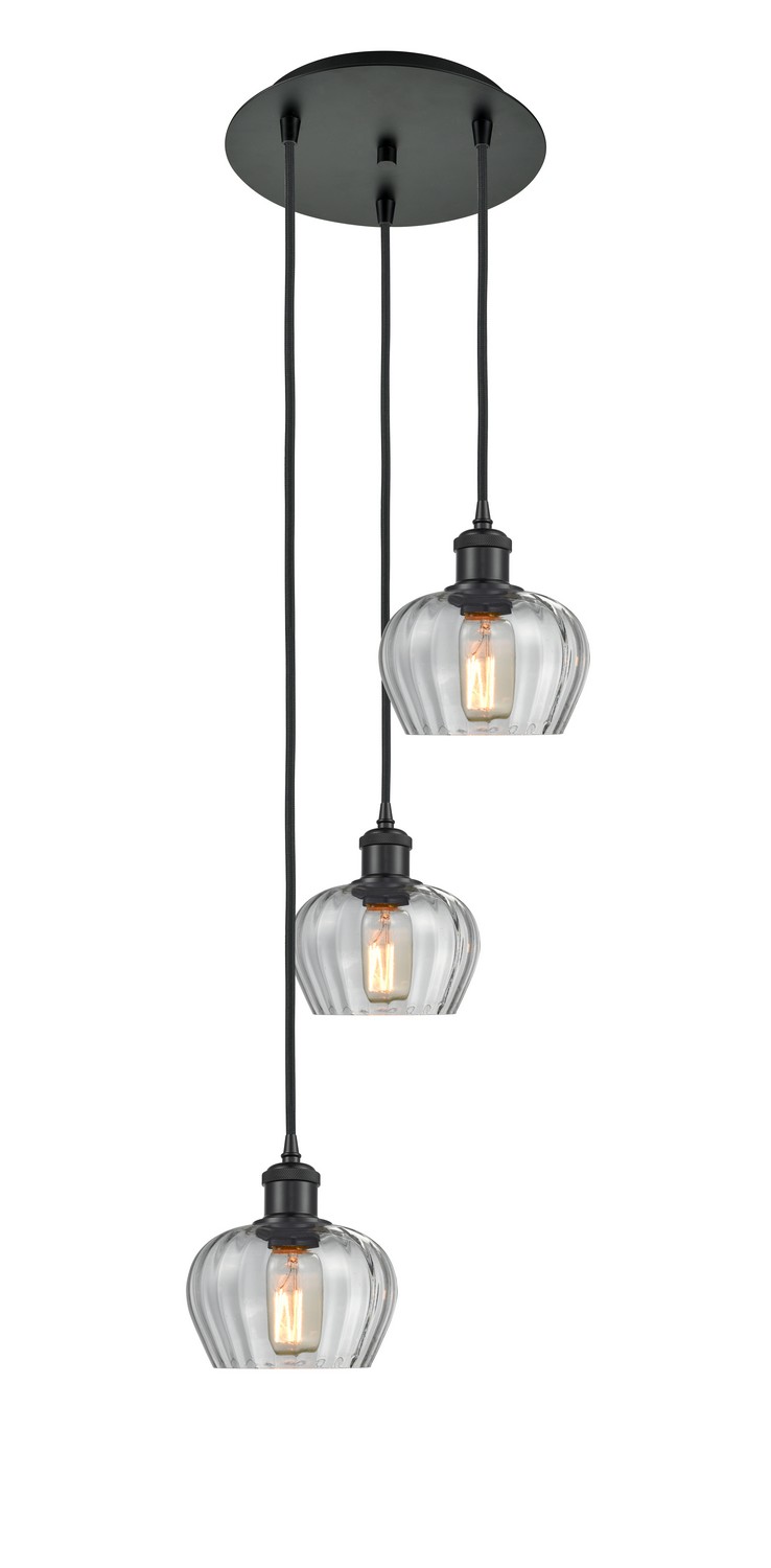 Three Light Pendant by Innovations - Ballston Collection, Matte Black Finish - 113B-3P-BK-G92