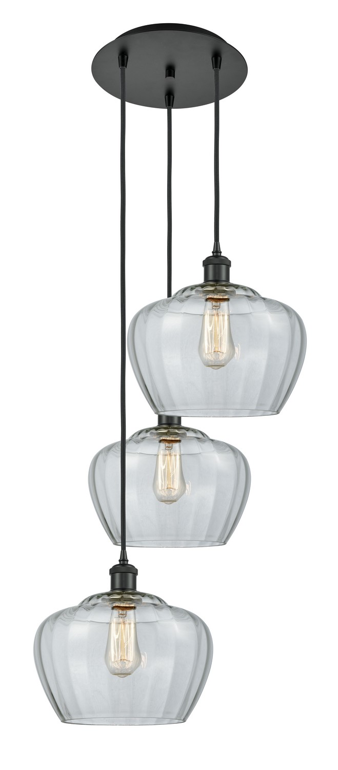 Three Light Pendant by Innovations - Ballston Collection, Matte Black Finish - 113B-3P-BK-G92-L