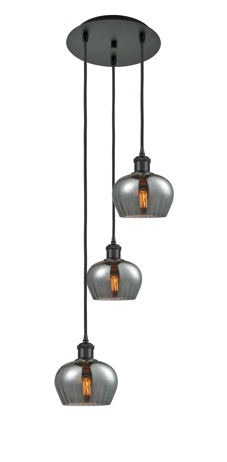 Three Light Pendant by Innovations - Ballston Collection, Matte Black Finish - 113B-3P-BK-G93