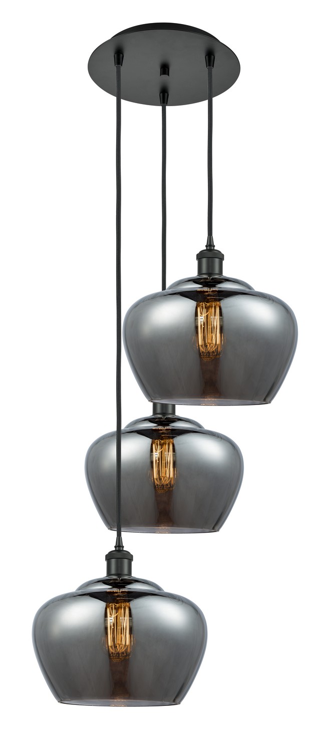 Three Light Pendant by Innovations - Ballston Collection, Matte Black Finish - 113B-3P-BK-G93-L
