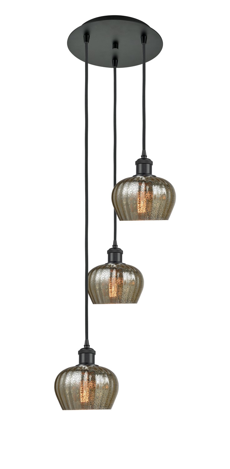 Three Light Pendant by Innovations - Ballston Collection, Matte Black Finish - 113B-3P-BK-G96