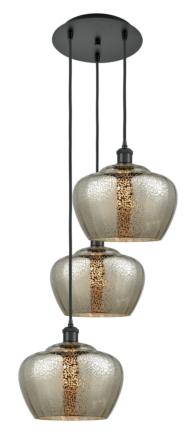 Three Light Pendant by Innovations - Ballston Collection, Matte Black Finish - 113B-3P-BK-G96-L
