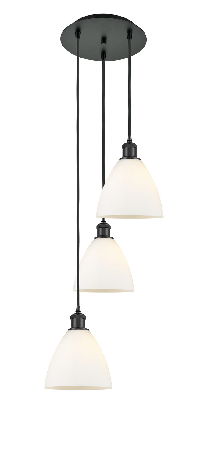 Three Light Pendant by Innovations - Ballston Collection, Matte Black Finish - 113B-3P-BK-GBD-751