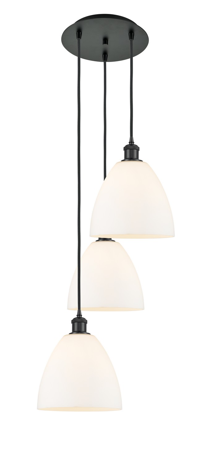 Three Light Pendant by Innovations - Ballston Collection, Matte Black Finish - 113B-3P-BK-GBD-91