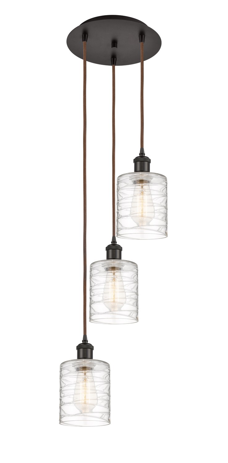 Three Light Pendant by Innovations - Ballston Collection, Oil Rubbed Bronze Finish - 113B-3P-OB-G1113