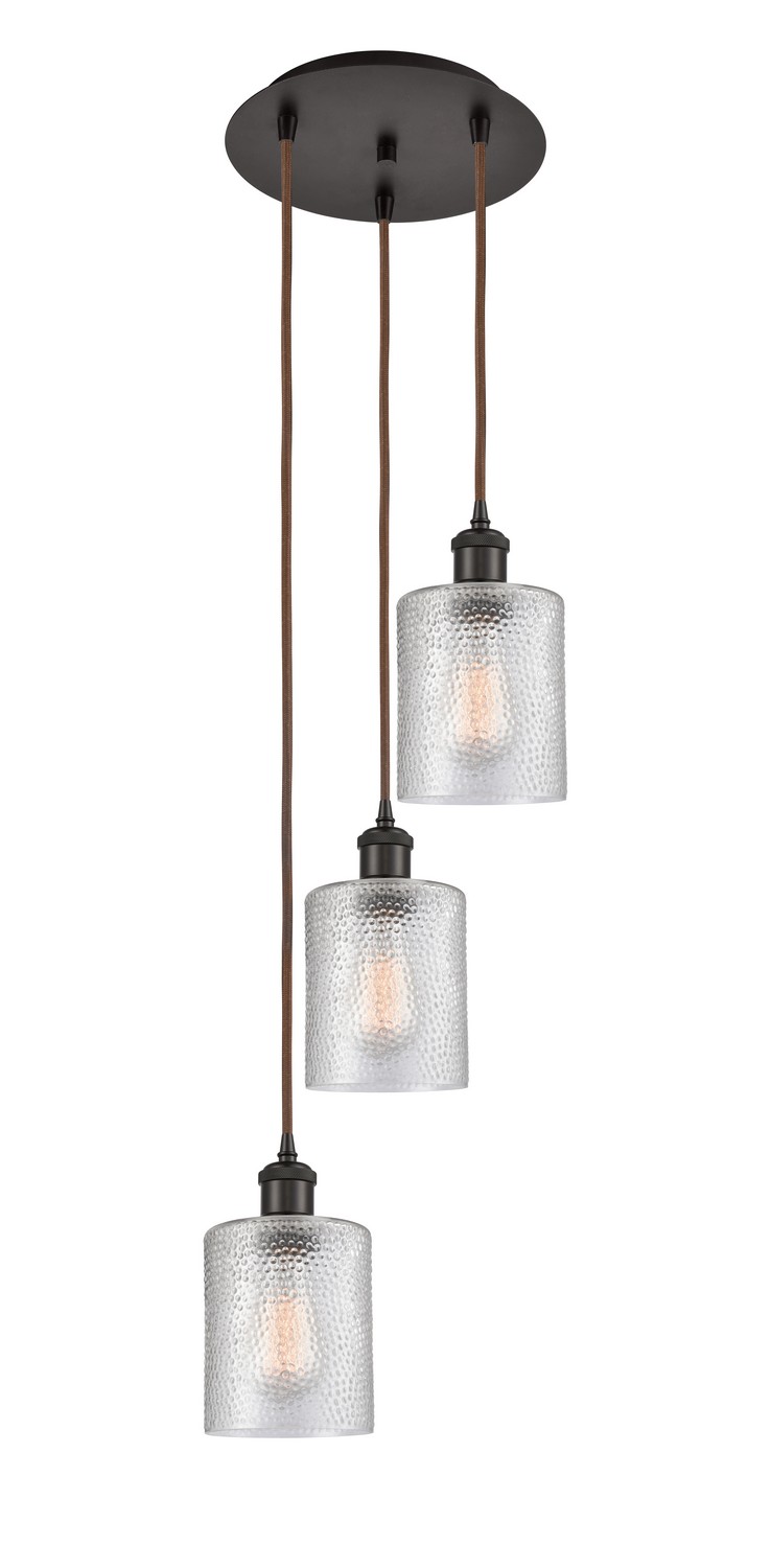 Three Light Pendant by Innovations - Ballston Collection, Oil Rubbed Bronze Finish - 113B-3P-OB-G112