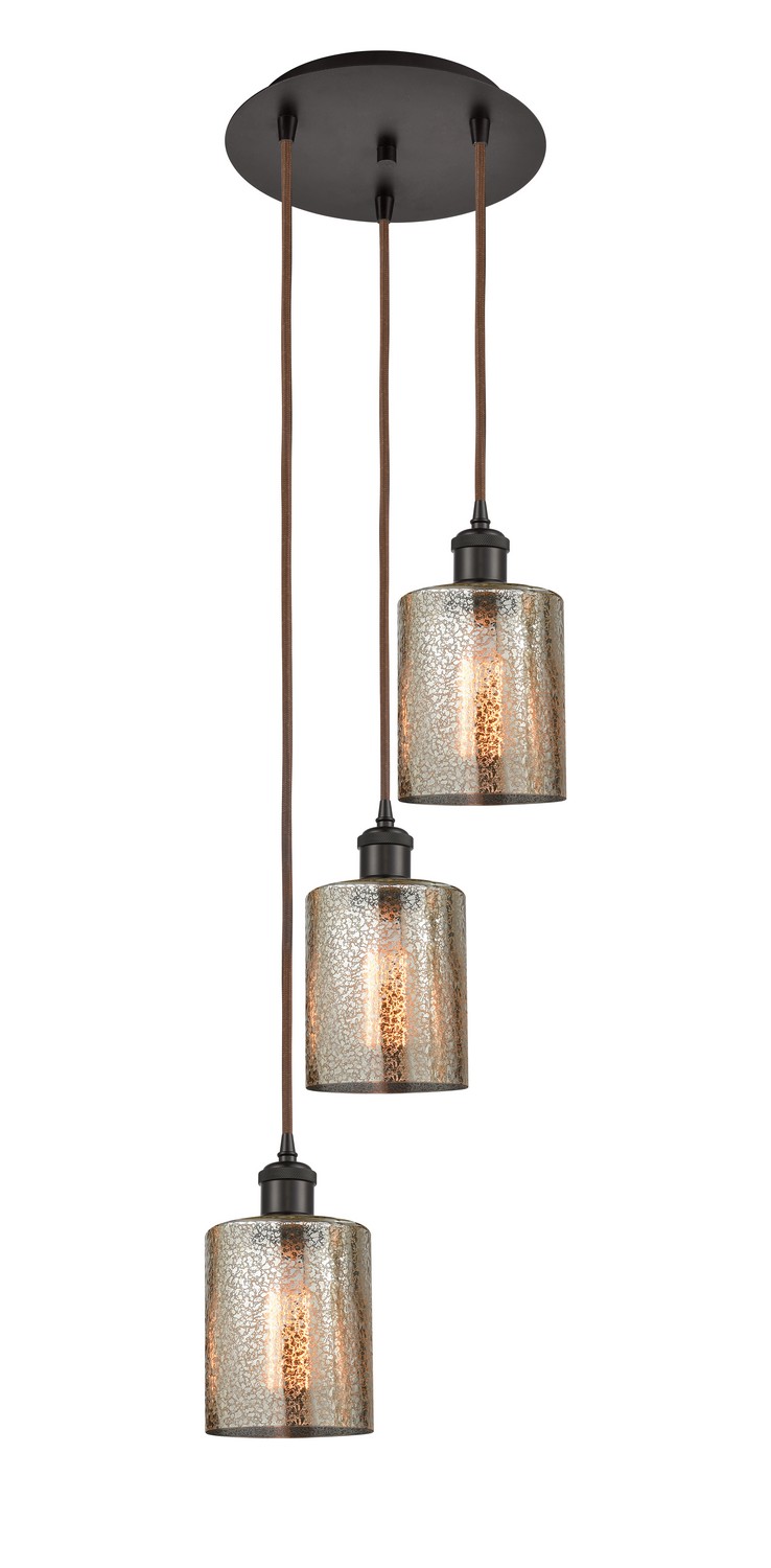 Three Light Pendant by Innovations - Ballston Collection, Oil Rubbed Bronze Finish - 113B-3P-OB-G116