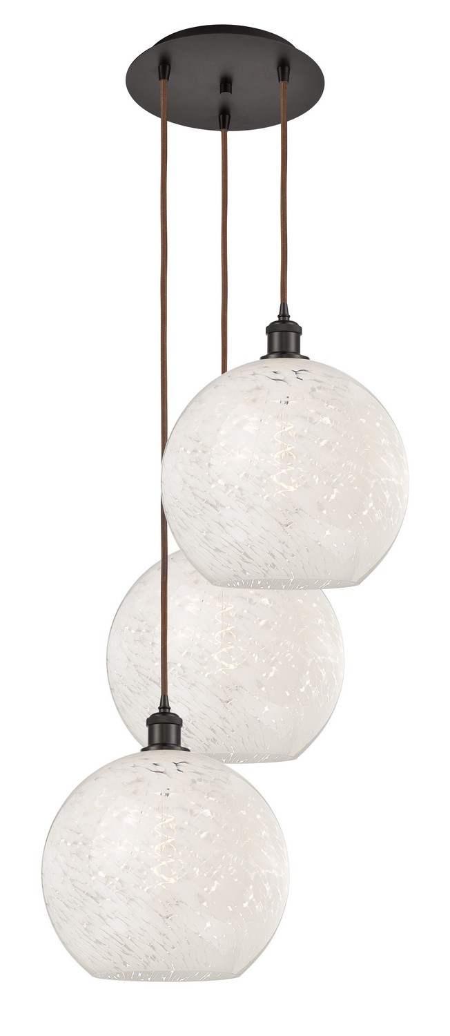 Three Light Pendant by Innovations - Ballston Collection, Oil Rubbed Bronze Finish - 113B-3P-OB-G1216-12WM