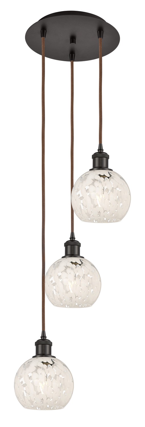 Three Light Pendant by Innovations - Ballston Collection, Oil Rubbed Bronze Finish - 113B-3P-OB-G1216-6WM