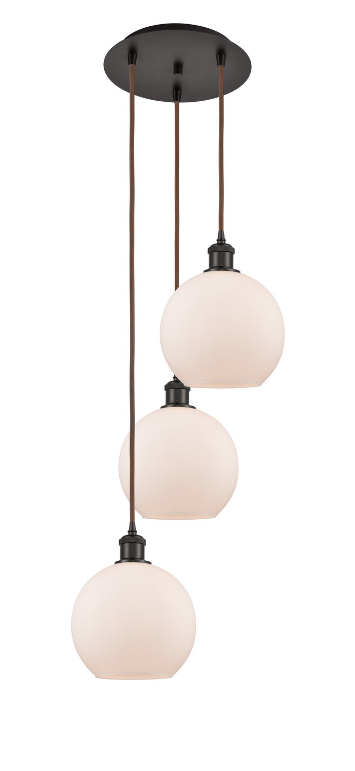 Three Light Pendant by Innovations - Ballston Collection, Oil Rubbed Bronze Finish - 113B-3P-OB-G121-8