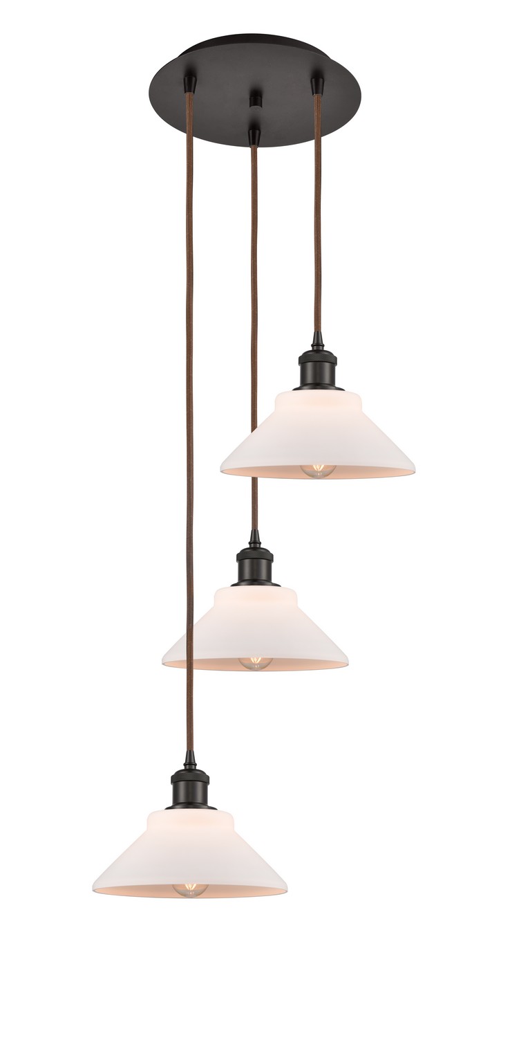Three Light Pendant by Innovations - Ballston Collection, Oil Rubbed Bronze Finish - 113B-3P-OB-G131