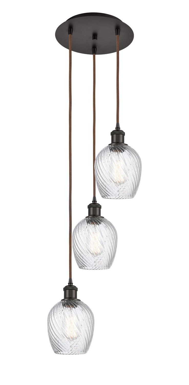 Three Light Pendant by Innovations - Ballston Collection, Oil Rubbed Bronze Finish - 113B-3P-OB-G292