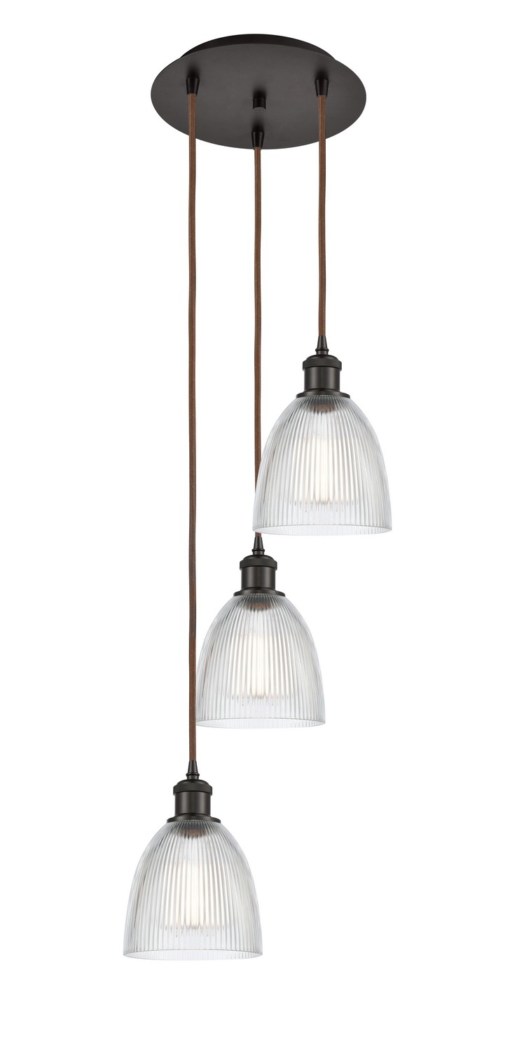 Three Light Pendant by Innovations - Ballston Collection, Oil Rubbed Bronze Finish - 113B-3P-OB-G382