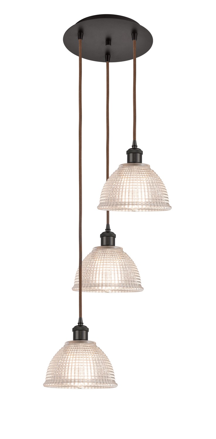 Three Light Pendant by Innovations - Ballston Collection, Oil Rubbed Bronze Finish - 113B-3P-OB-G422