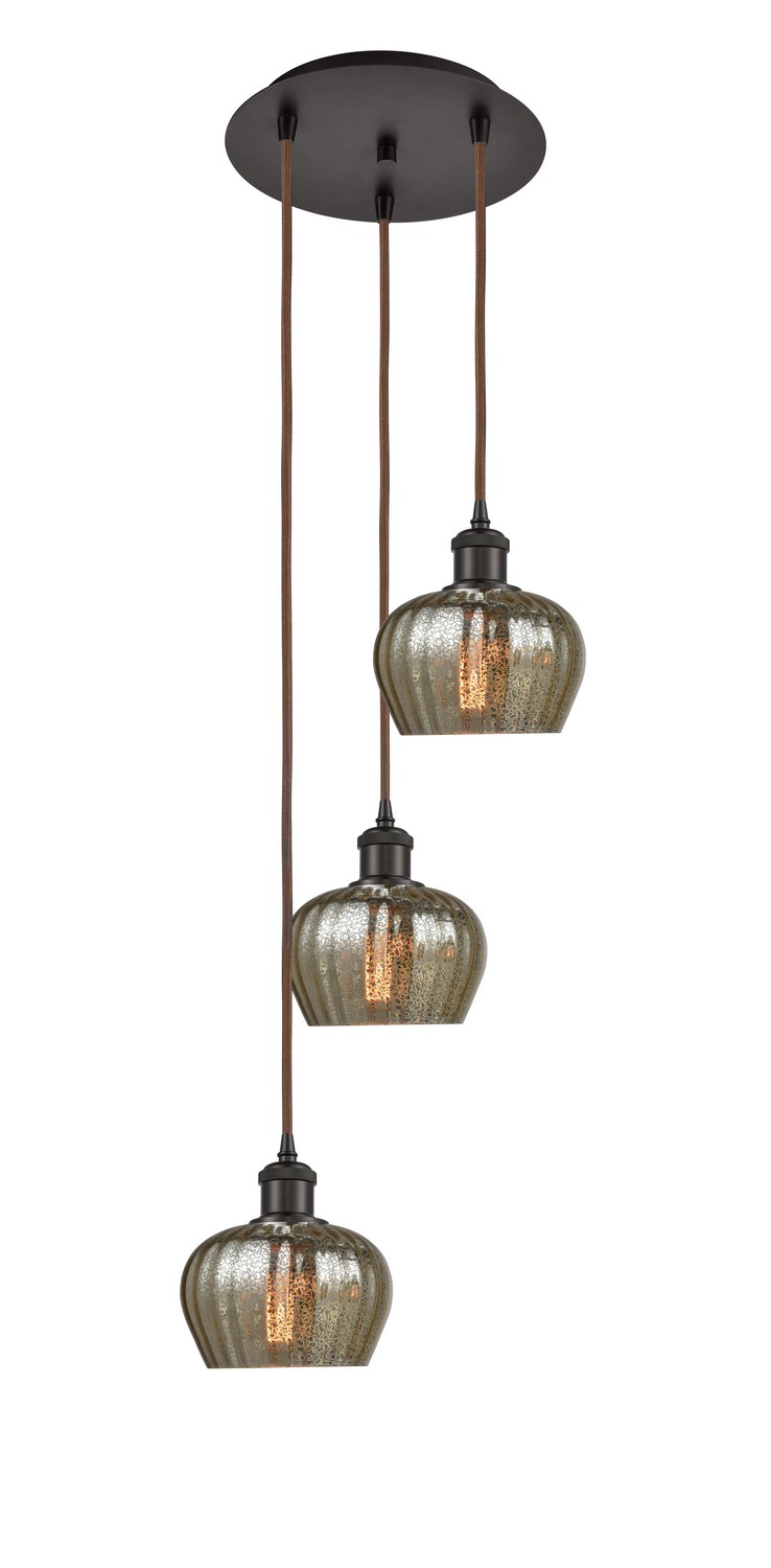 Three Light Pendant by Innovations - Ballston Collection, Oil Rubbed Bronze Finish - 113B-3P-OB-G96