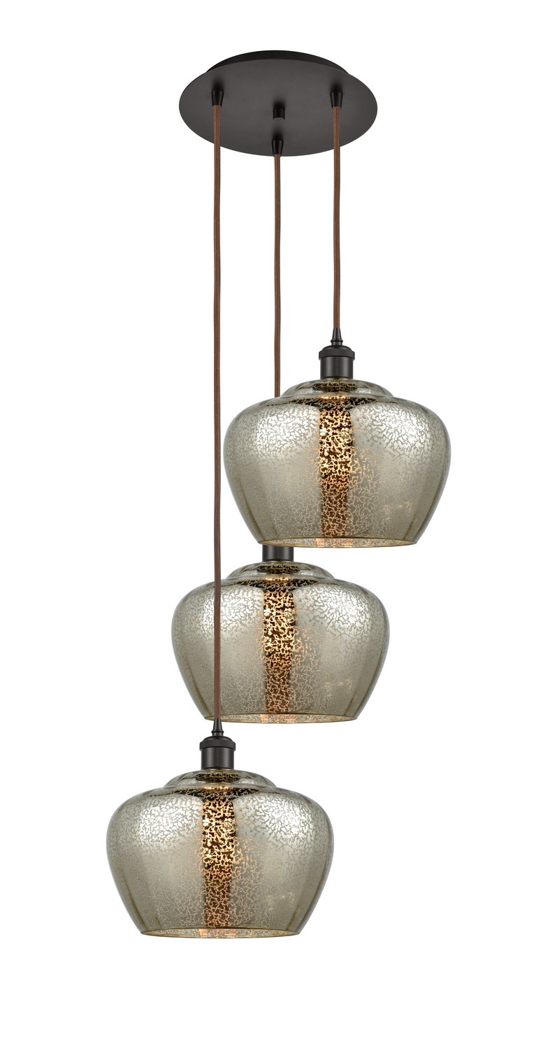 Three Light Pendant by Innovations - Ballston Collection, Oil Rubbed Bronze Finish - 113B-3P-OB-G96-L