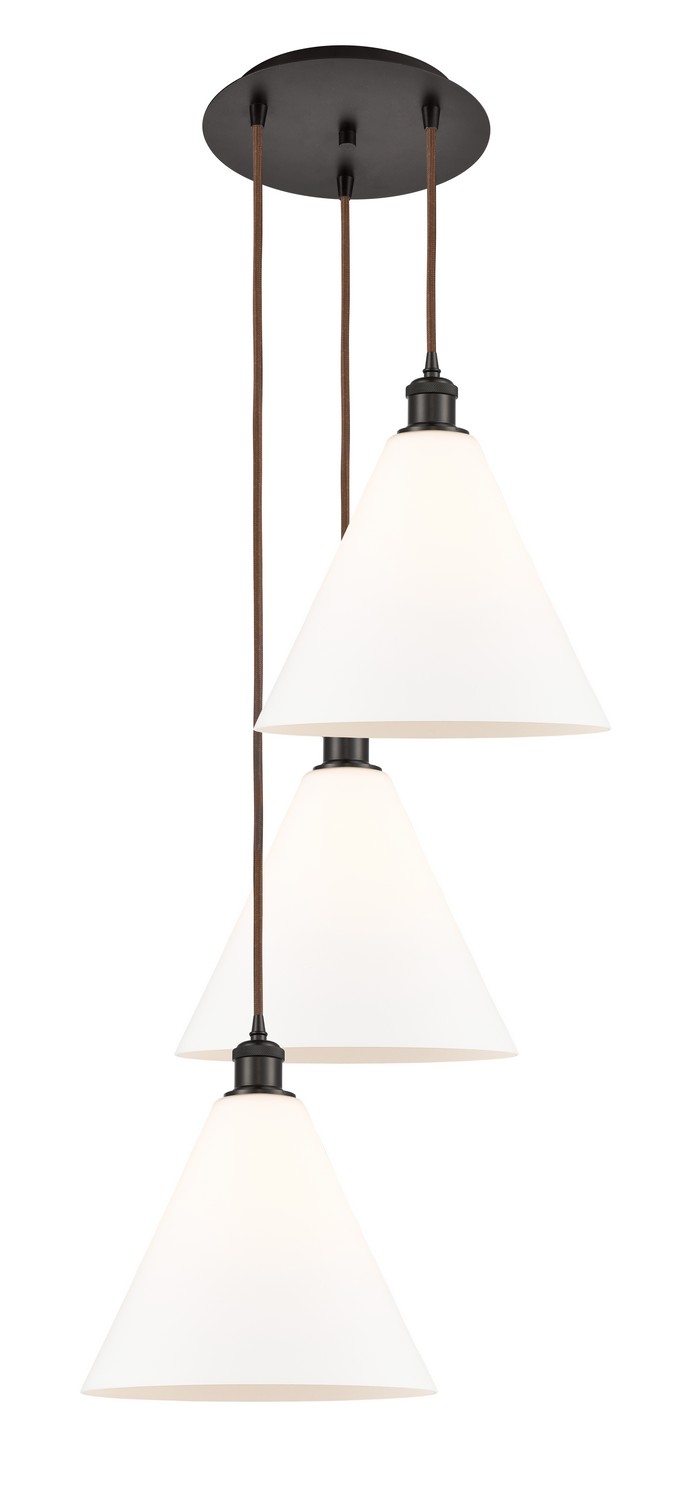Three Light Pendant by Innovations - Ballston Collection, Oil Rubbed Bronze Finish - 113B-3P-OB-GBC-121