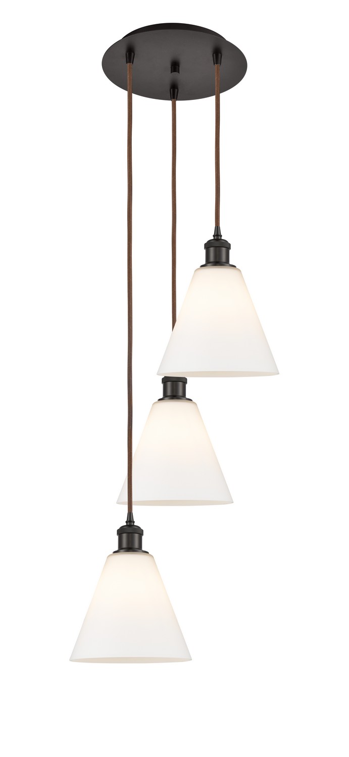Three Light Pendant by Innovations - Ballston Collection, Oil Rubbed Bronze Finish - 113B-3P-OB-GBC-81