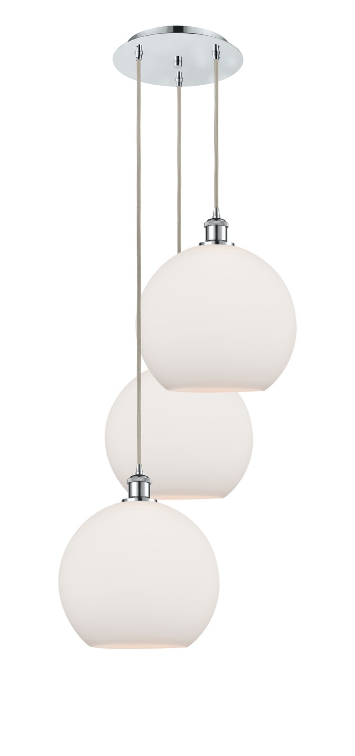 Three Light Pendant by Innovations - Ballston Collection, Polished Chrome Finish - 113B-3P-PC-G121-12