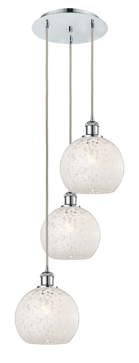 Three Light Pendant by Innovations - Ballston Collection, Polished Chrome Finish - 113B-3P-PC-G1216-8WM