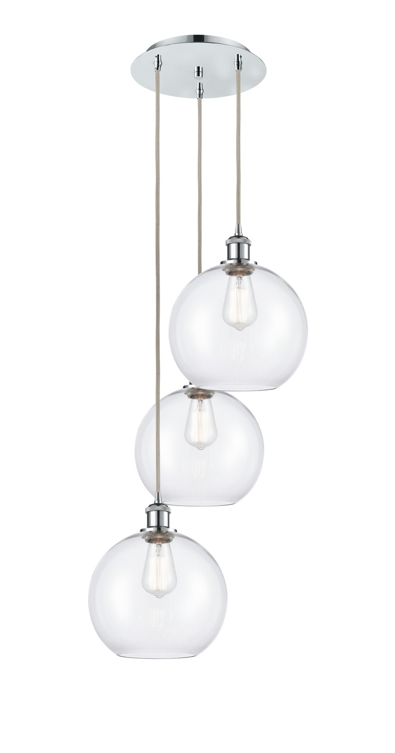 Three Light Pendant by Innovations - Ballston Collection, Polished Chrome Finish - 113B-3P-PC-G122-10