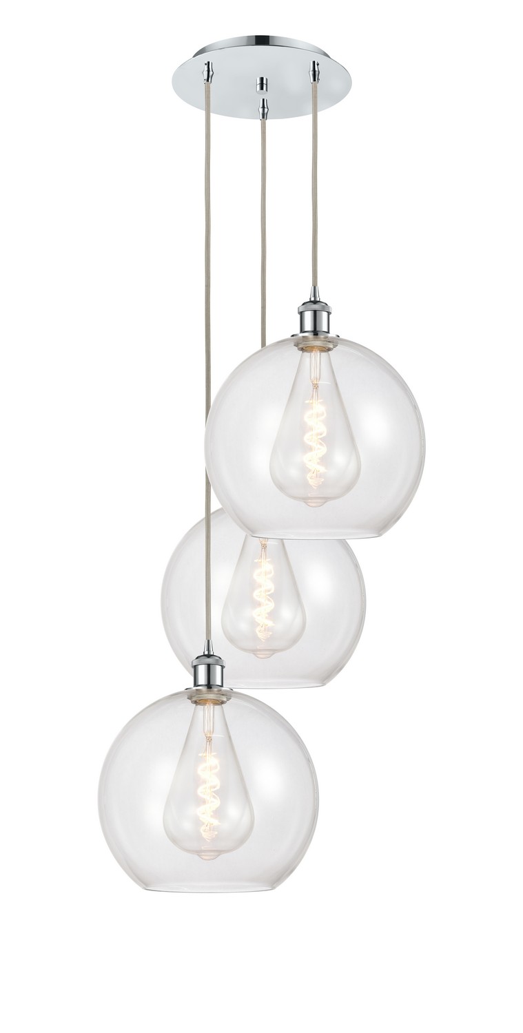Three Light Pendant by Innovations - Ballston Collection, Polished Chrome Finish - 113B-3P-PC-G122-12