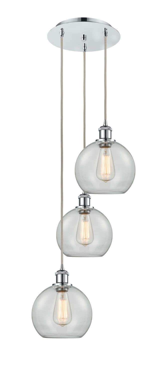 Three Light Pendant by Innovations - Ballston Collection, Polished Chrome Finish - 113B-3P-PC-G122-8