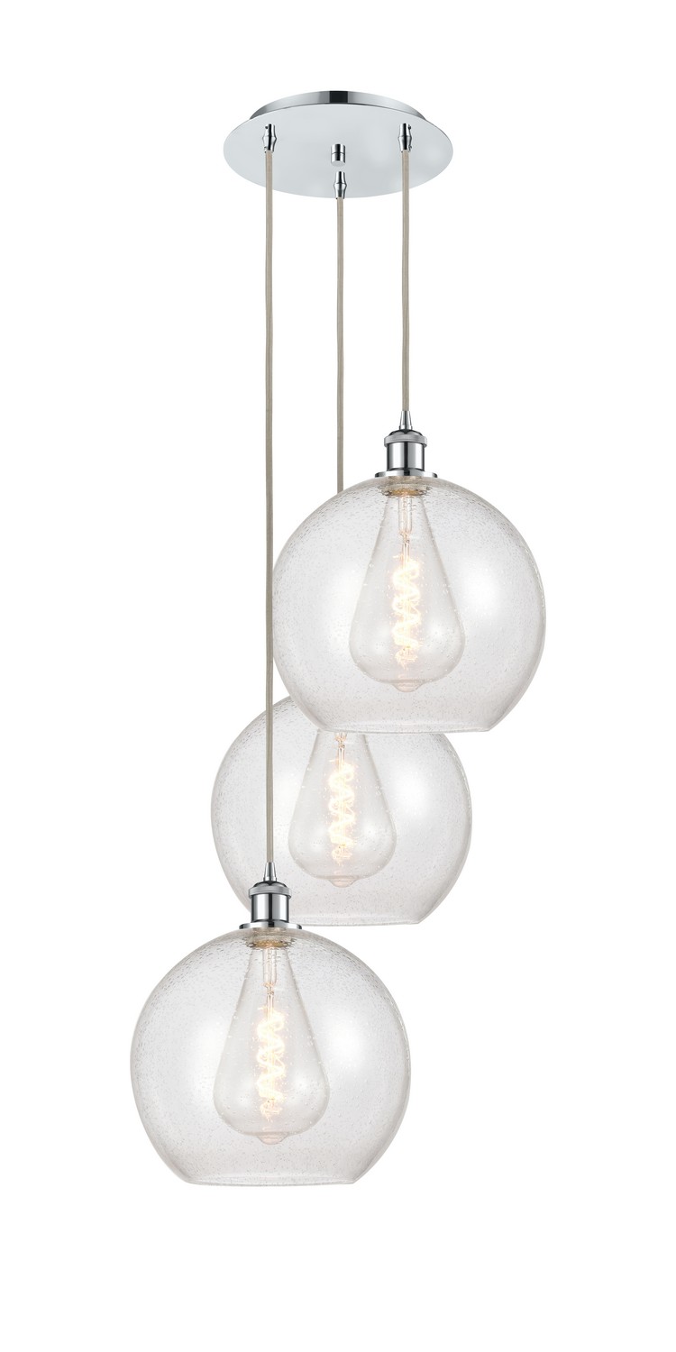Three Light Pendant by Innovations - Ballston Collection, Polished Chrome Finish - 113B-3P-PC-G124-12
