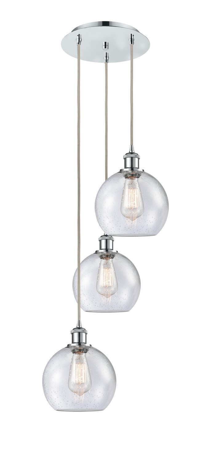 Three Light Pendant by Innovations - Ballston Collection, Polished Chrome Finish - 113B-3P-PC-G124-8