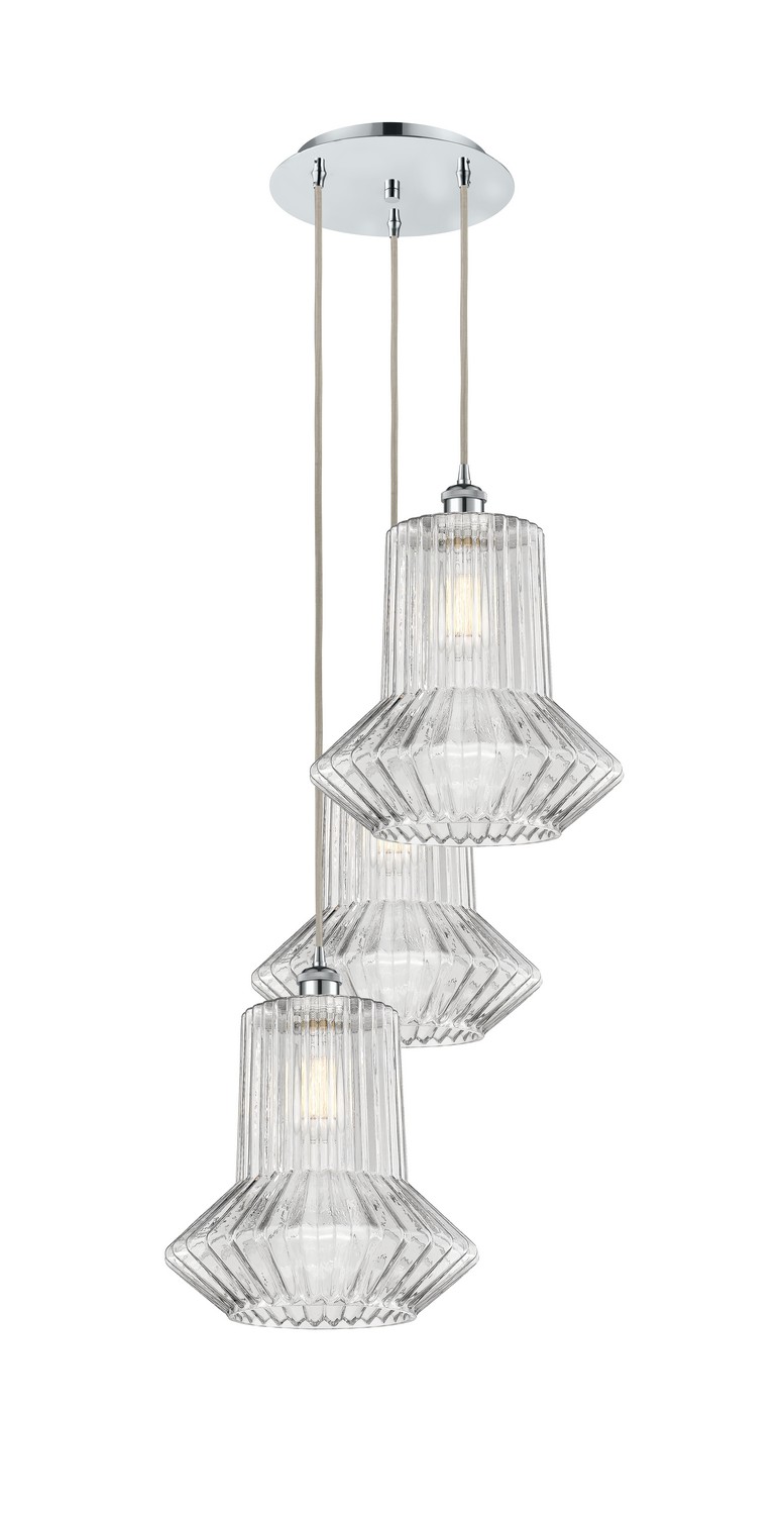 Three Light Pendant by Innovations - Ballston Collection, Polished Chrome Finish - 113B-3P-PC-G212