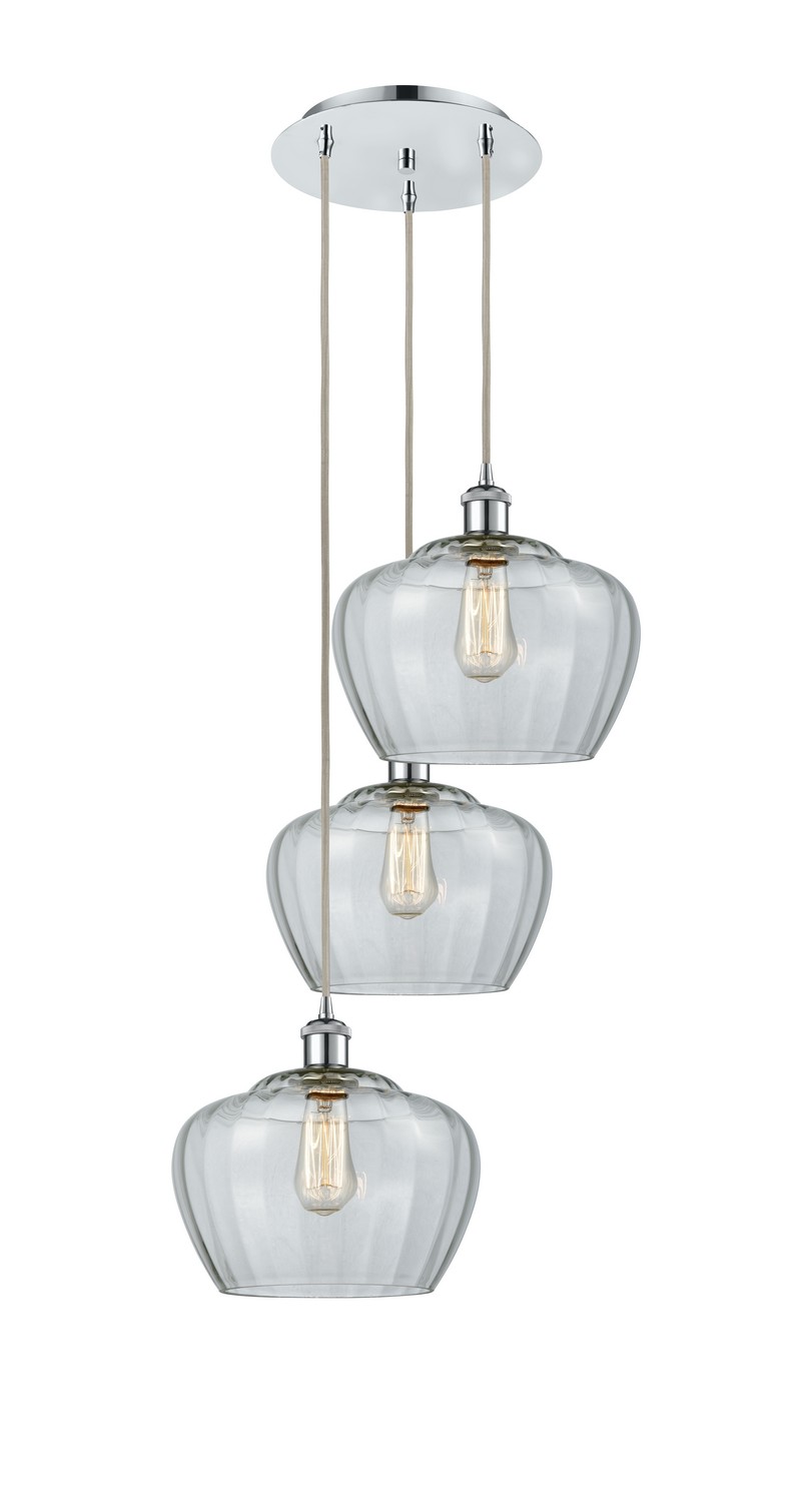Three Light Pendant by Innovations - Ballston Collection, Polished Chrome Finish - 113B-3P-PC-G92-L