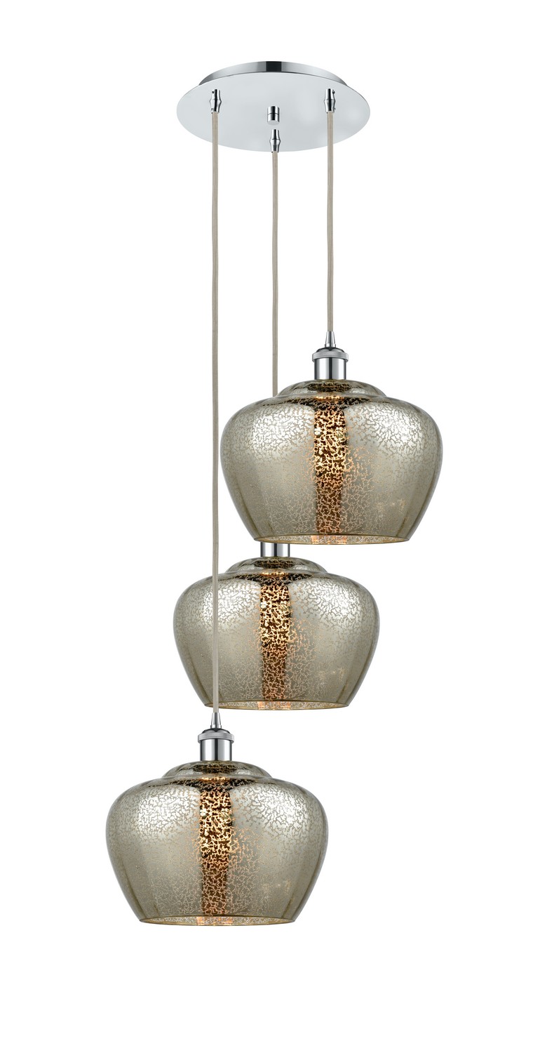 Three Light Pendant by Innovations - Ballston Collection, Polished Chrome Finish - 113B-3P-PC-G96-L