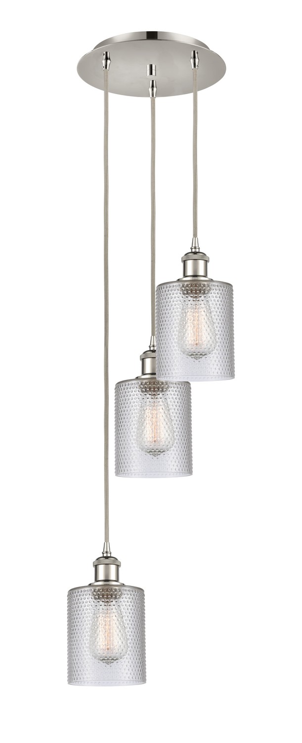Three Light Pendant by Innovations - Ballston Collection, Polished Nickel Finish - 113B-3P-PN-G112
