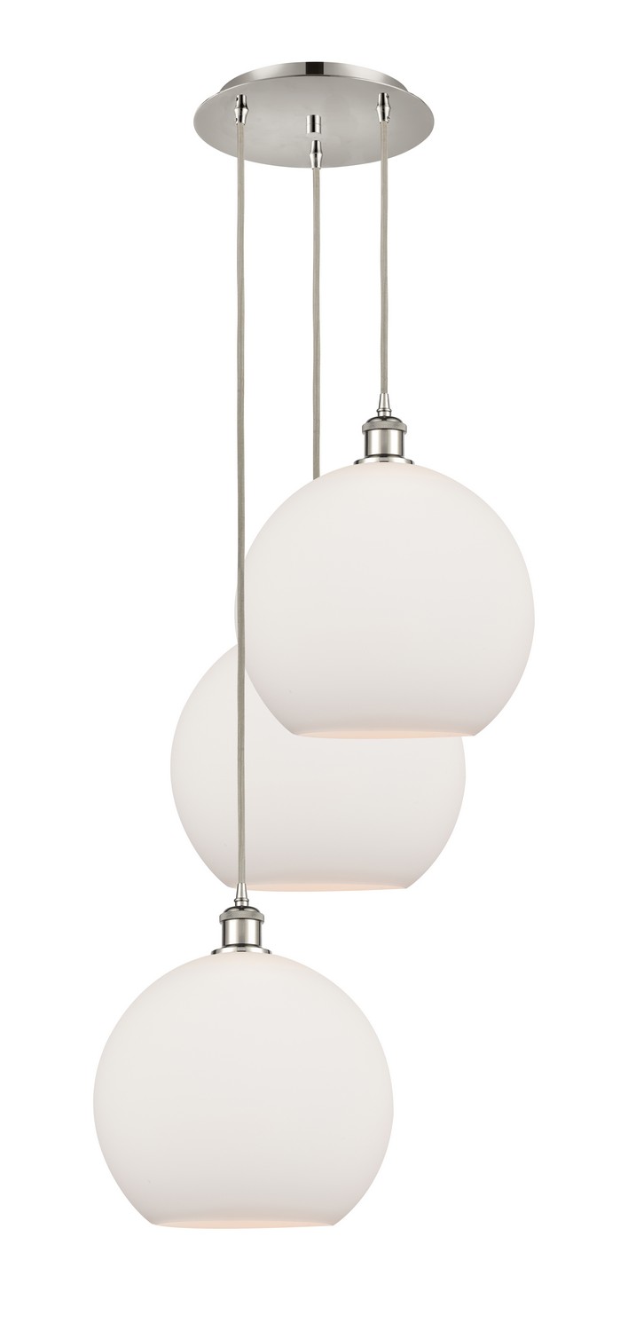 Three Light Pendant by Innovations - Ballston Collection, Polished Nickel Finish - 113B-3P-PN-G121-12
