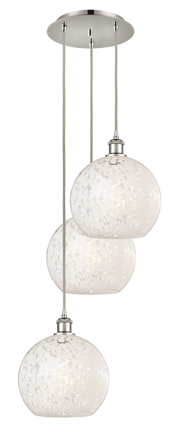 Three Light Pendant by Innovations - Ballston Collection, Polished Nickel Finish - 113B-3P-PN-G1216-10WM
