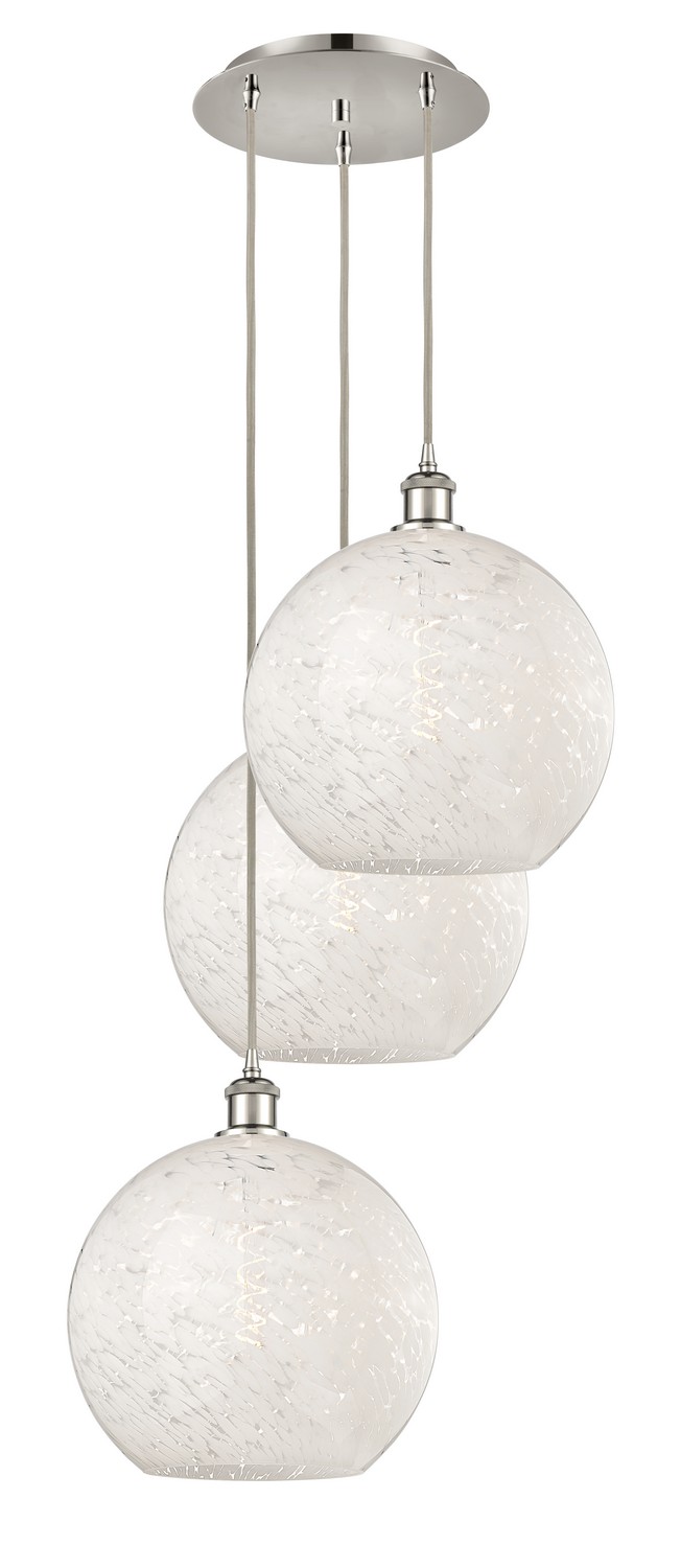 Three Light Pendant by Innovations - Ballston Collection, Polished Nickel Finish - 113B-3P-PN-G1216-12WM