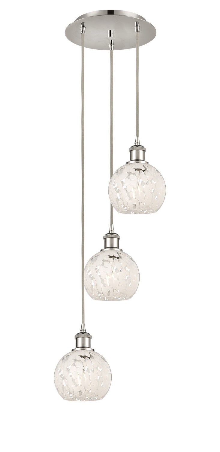 Three Light Pendant by Innovations - Ballston Collection, Polished Nickel Finish - 113B-3P-PN-G1216-6WM