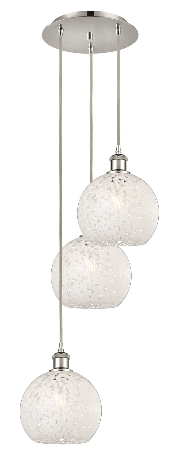 Three Light Pendant by Innovations - Ballston Collection, Polished Nickel Finish - 113B-3P-PN-G1216-8WM