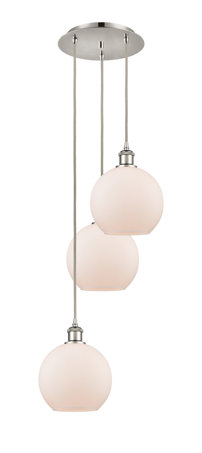 Three Light Pendant by Innovations - Ballston Collection, Polished Nickel Finish - 113B-3P-PN-G121-8