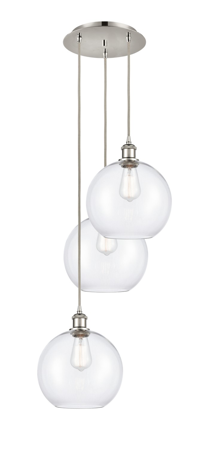 Three Light Pendant by Innovations - Ballston Collection, Polished Nickel Finish - 113B-3P-PN-G122-10