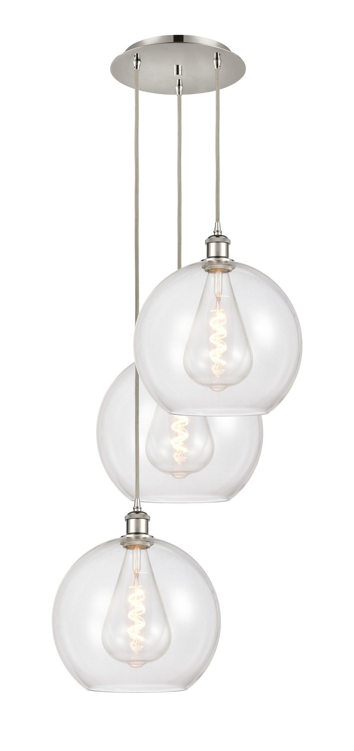 Three Light Pendant by Innovations - Ballston Collection, Polished Nickel Finish - 113B-3P-PN-G122-12