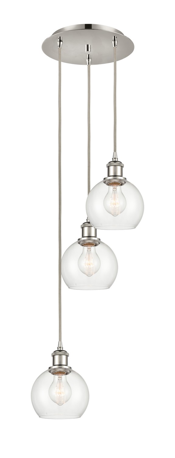 Three Light Pendant by Innovations - Ballston Collection, Polished Nickel Finish - 113B-3P-PN-G122-6