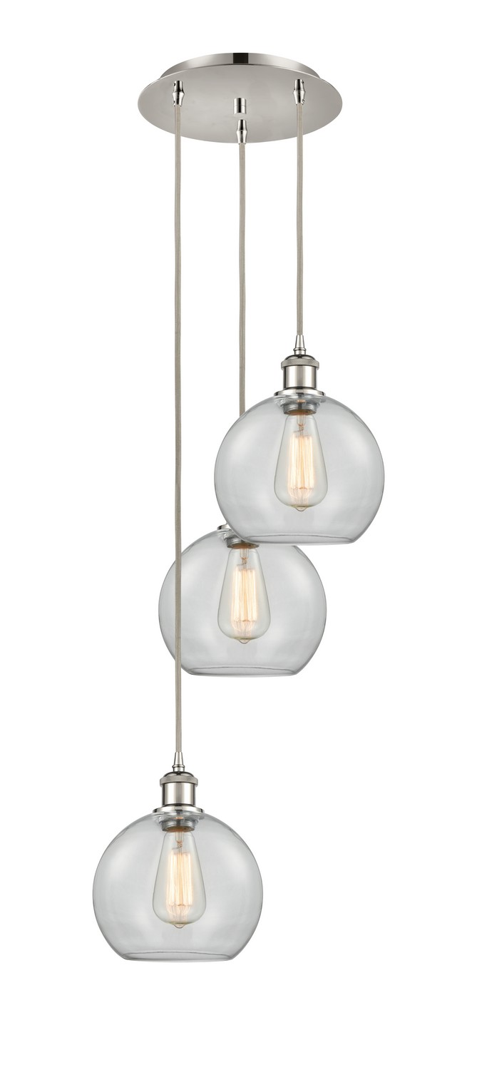 Three Light Pendant by Innovations - Ballston Collection, Polished Nickel Finish - 113B-3P-PN-G122-8