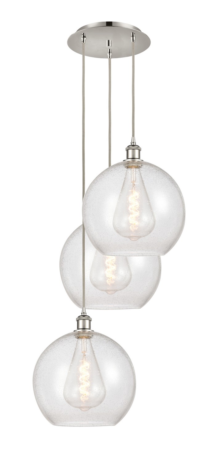Three Light Pendant by Innovations - Ballston Collection, Polished Nickel Finish - 113B-3P-PN-G124-12