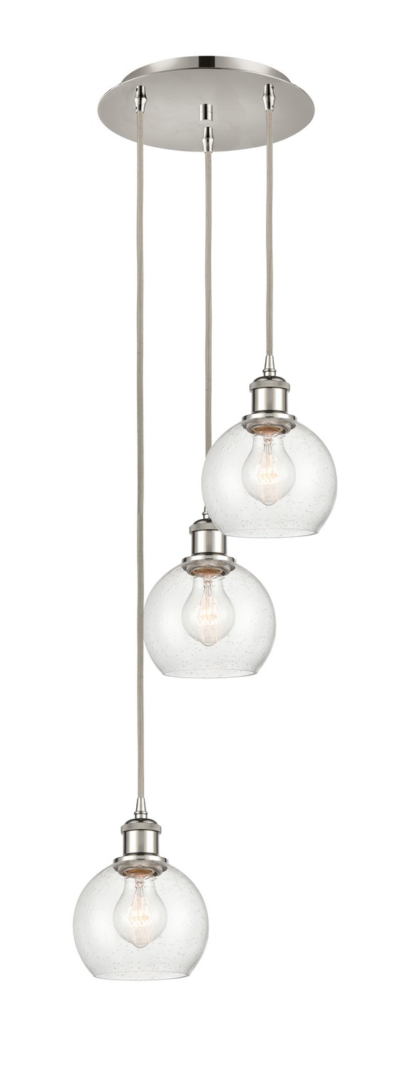 Three Light Pendant by Innovations - Ballston Collection, Polished Nickel Finish - 113B-3P-PN-G124-6