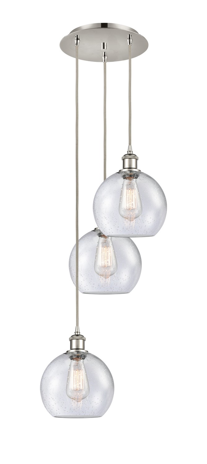Three Light Pendant by Innovations - Ballston Collection, Polished Nickel Finish - 113B-3P-PN-G124-8
