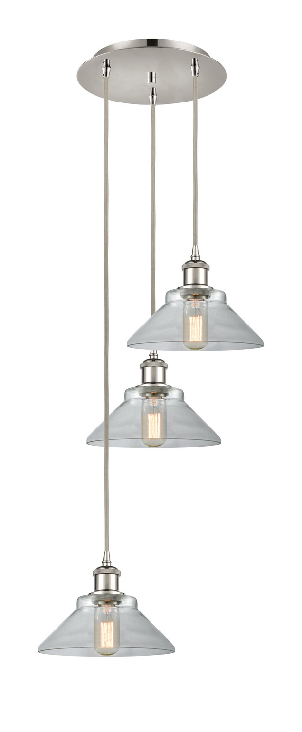 Three Light Pendant by Innovations - Ballston Collection, Polished Nickel Finish - 113B-3P-PN-G132