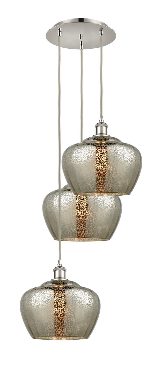 Three Light Pendant by Innovations - Ballston Collection, Polished Nickel Finish - 113B-3P-PN-G96-L